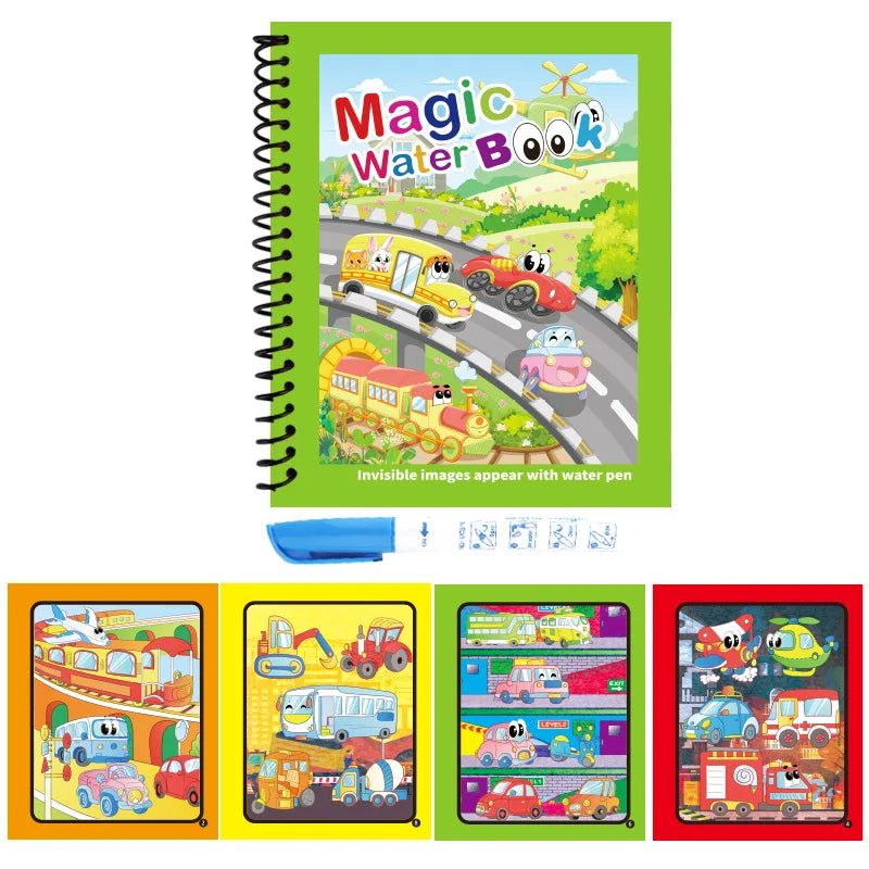Magical Book Water Drawing Reusable Coloring Book with Pen Magic Water Graffiti Learning Painting Drawing Book for Kids Children