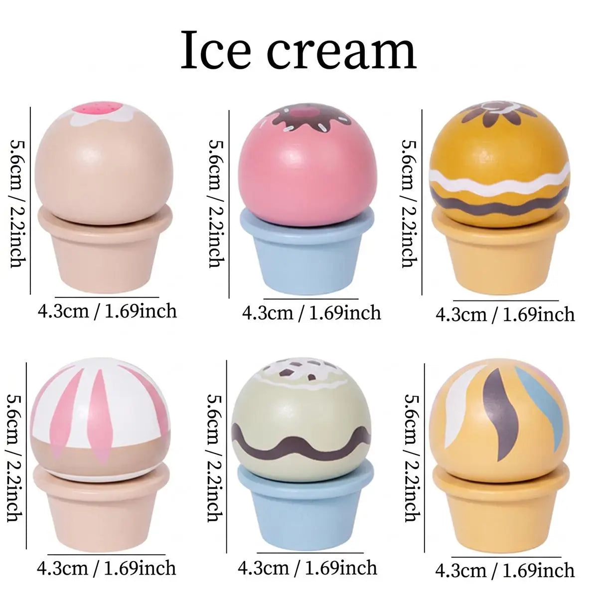 Wooden Ice Cream Toys For Kid Simulation Pretend Toy Wooden Classic Game Montessori Educational STEM Toy For Children Gifts Set