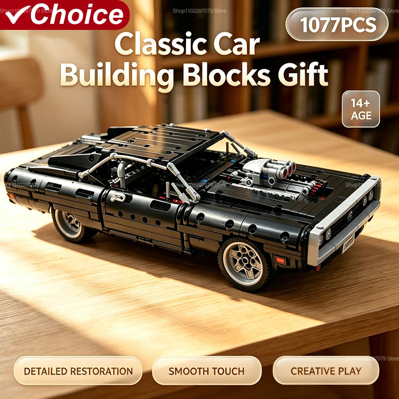 Racing Series Building Blocks 1077PCS DIY Collectible Race Car Model Kit Toy for Kids Adult Creative Assembly Toy Birthday Gifts