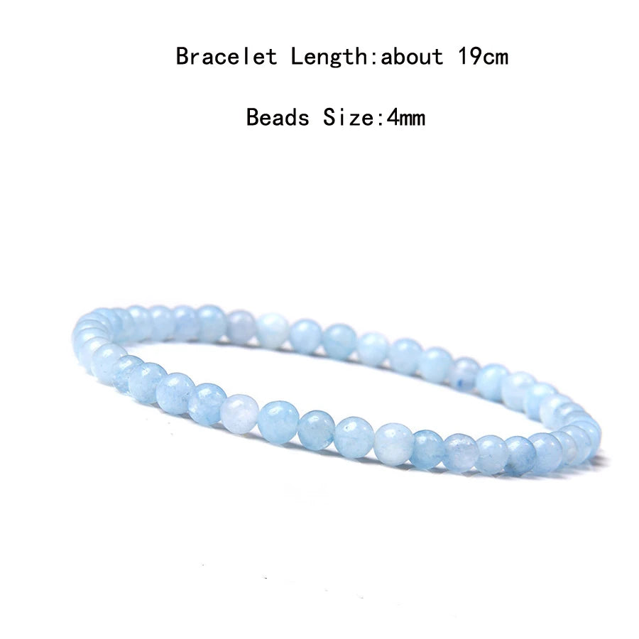 4mm Quartz Agate Bead Natural Stone Beaded Bracelet Lava Rock Tiger Eye Black Onyx Crystal Women Men Yoga Healing Chakra Jewelry