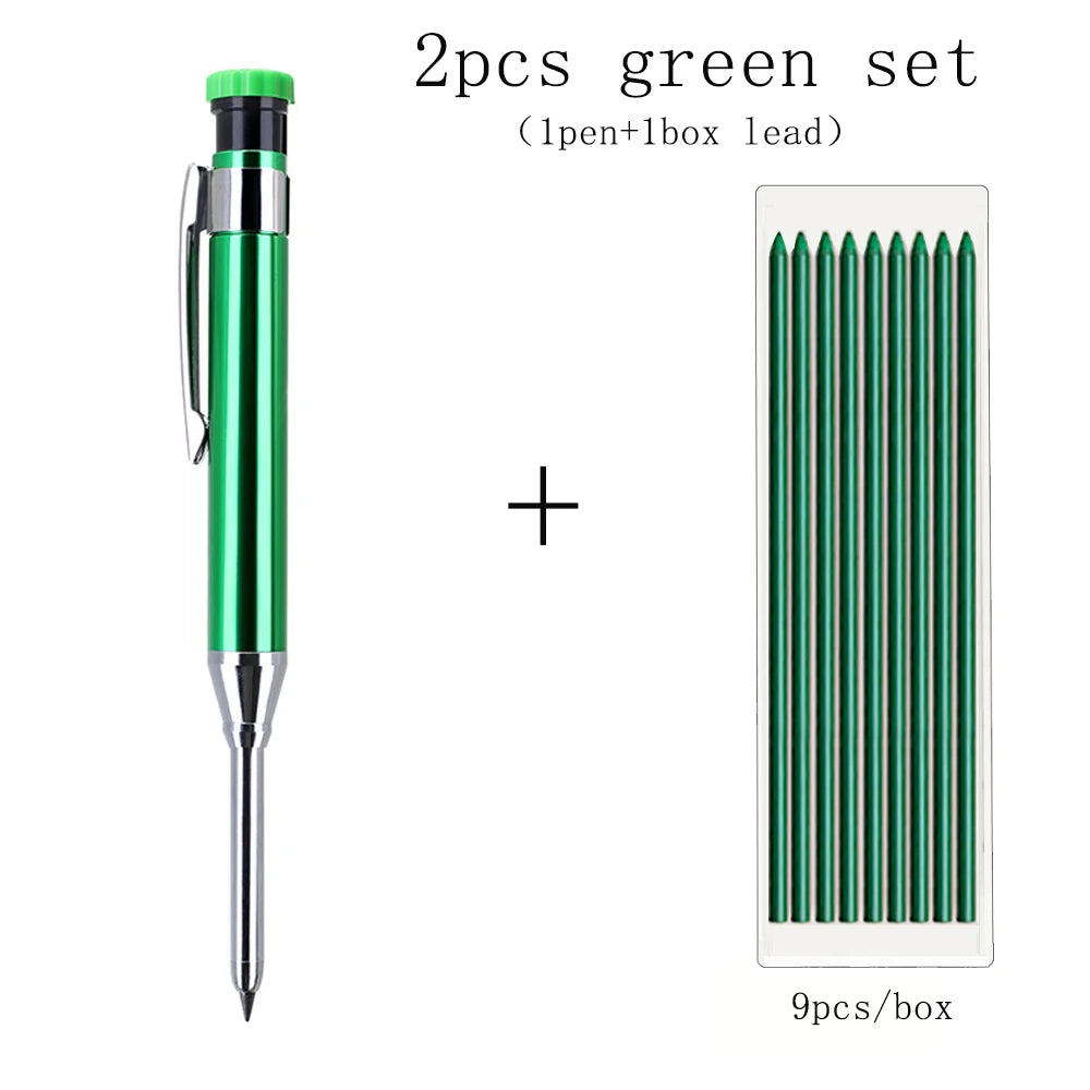6Colors 2.8mm Metal Solid Carpenter Mechanical Pencil with Sharpener 2B Lead Core Deep Hole Construction Marking Scriber Tool