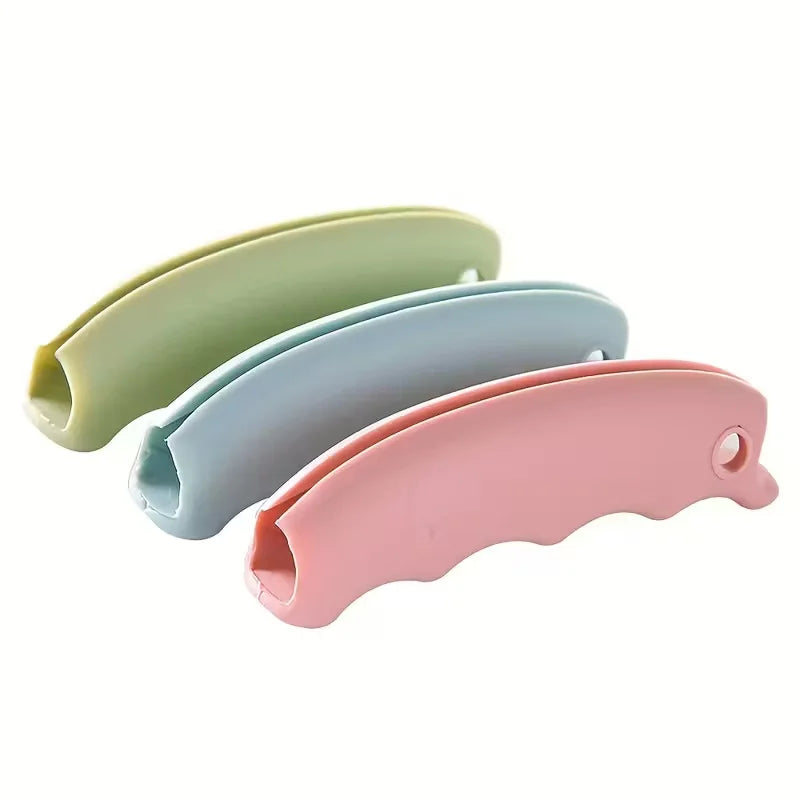 [3pcs Silicone Bag Carrier] 3pcs Anti-Slip Silicone Shopping Bag Carrier | Foldable & Detachable Handles for Grocery Bags