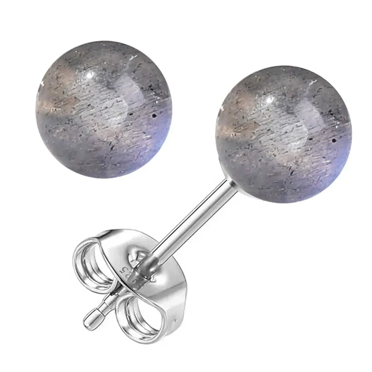 6mm Stone Beads Natural Stone Earrings Earring Stud 925 Sterling Silver Jewelry For Women Party Women's S925 Silver Earrings