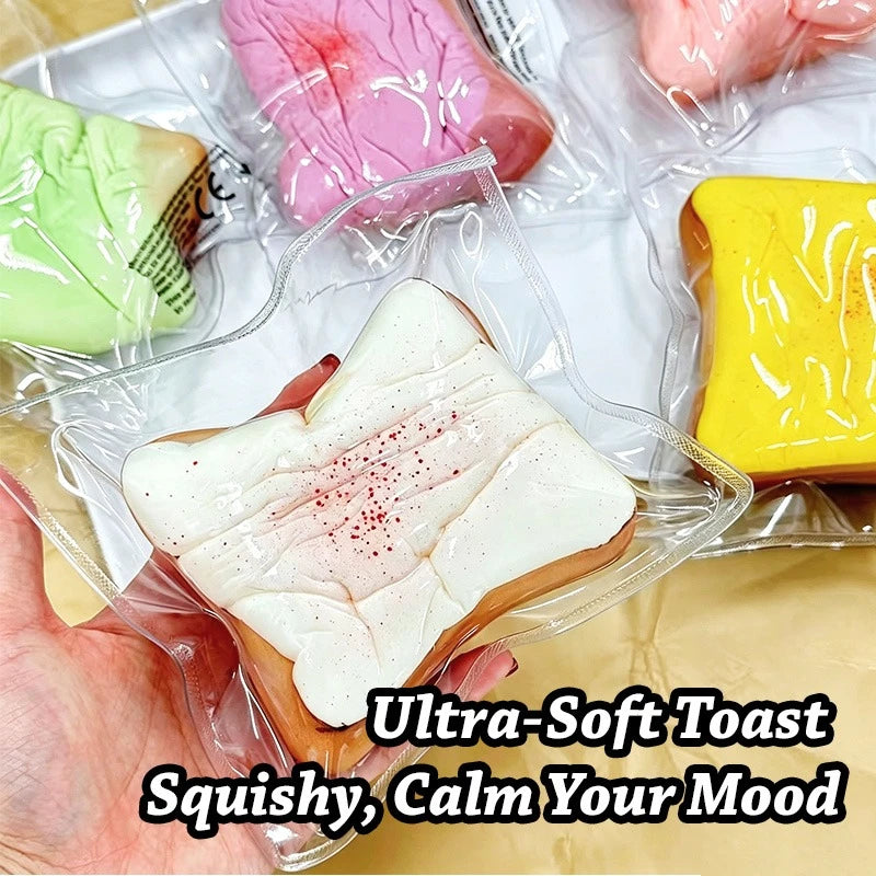 (HefengCL)Colorful Toast PU Squishy Toys, Soft Slow‑Rebound Stress‑Relief Toys, Random Colors, Ideal Party Favors Holiday Gifts