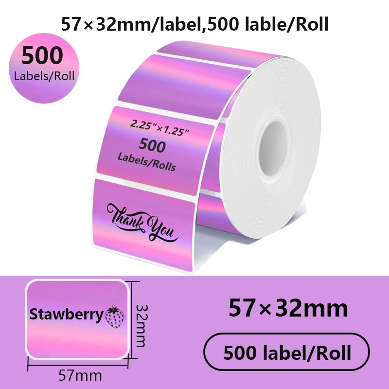 FOR Phomemo 241BT 246S D520 50mm LABEL Holographic Silver Laser Gold Gradient Thanks Card Sticker for LOGO Barcode Birthday