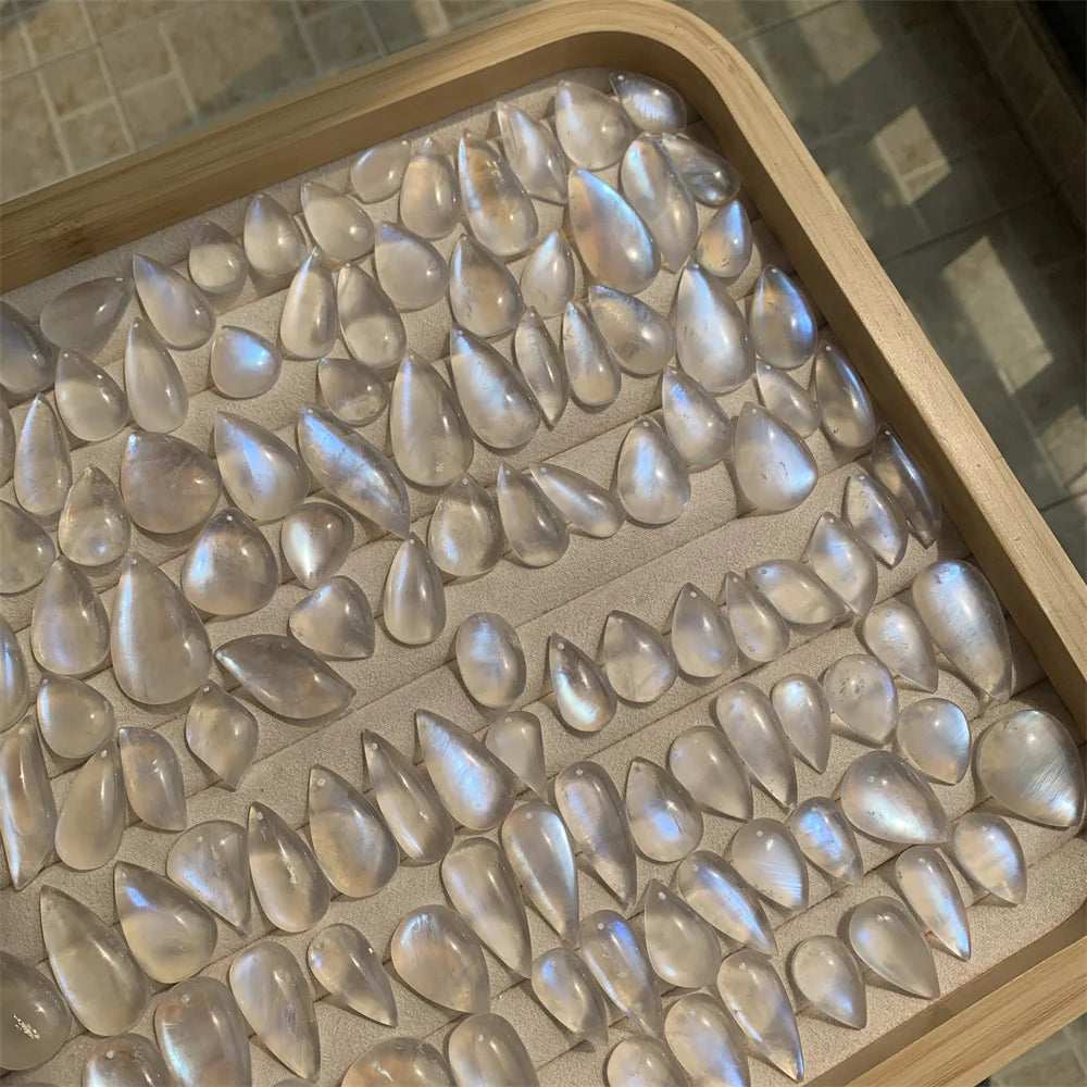Natural Colorful Moonstone Pendants Necklaces Unusual Women Big Orange Blue Light Rainbow Moon Stones Bead Gemstone Jewelry S925