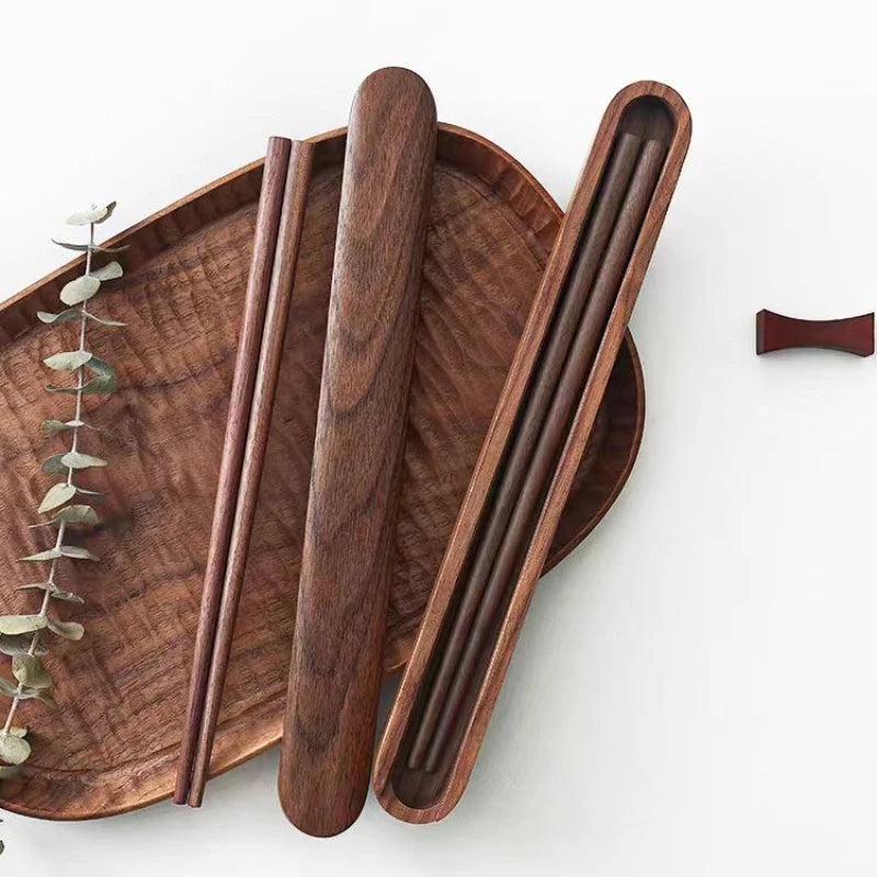 Black Walnut Cutlery Set Spoon and Fork Set High-grade Solid Wood Chopsticks Soup Spoon Coffee Dessert Jam Supplies