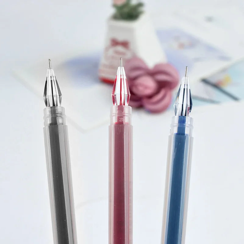 3/10pcs/mix Diamond Tip Gel Pen,0.38mm Large-capacity Black/Blue/Red Ink Exam Signing Writing School Office Supplie Stationery
