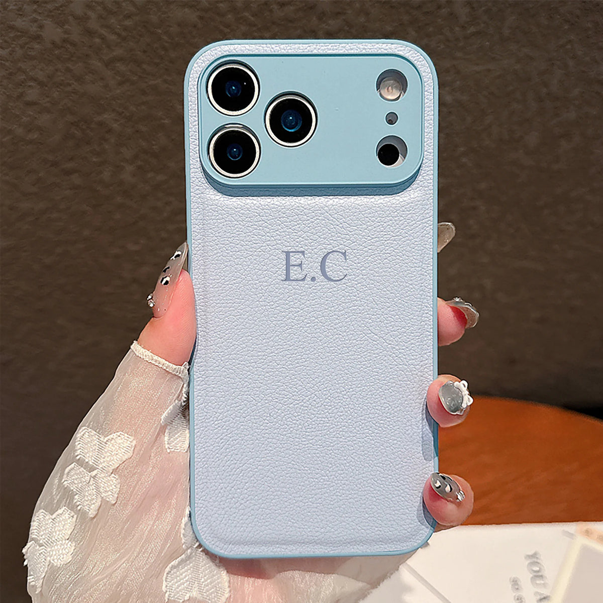 Personalized Luxury Customized Name 3D DIY Hot Engrave Faux Leather Phone Case For IPhone18 17 16 15 14 13 Pro Max Plus Air