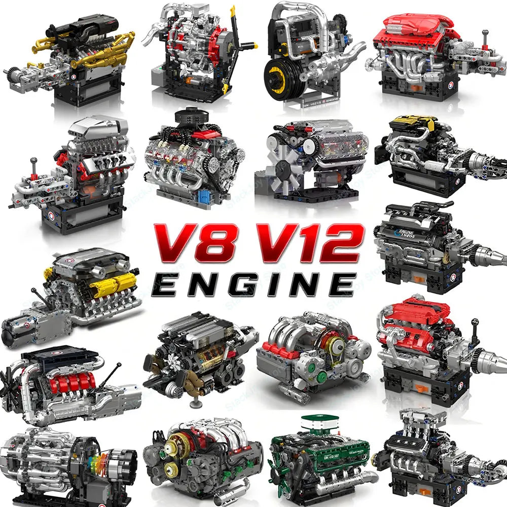 All Type Engine Model Building Kit V8 V12 Radial Aviotion Turbojet STEM Educational MOC Toy Suitable For Supercar Aircraft Model