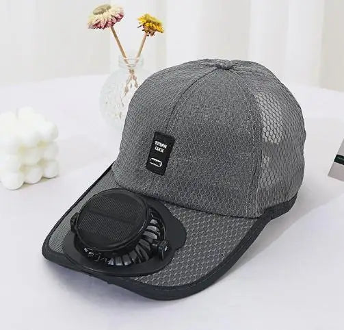 USB Rechargeable Solar Cooling Hat Outdoor Baseball Cap with Built in Fan Breathable Mesh Adjustable Wind Speed Camping Fishing