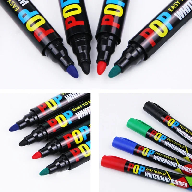 8/12 Colour POP Whiteboard Marker Set,Erasable, Refillable,Safety,Non-Toxic,High Capacity,Office,Conferencing,Educational Items