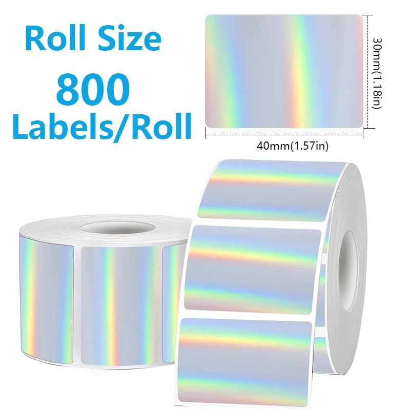 FOR Phomemo 241BT 246S D520 50mm LABEL Holographic Silver Laser Gold Gradient Thanks Card Sticker for LOGO Barcode Birthday