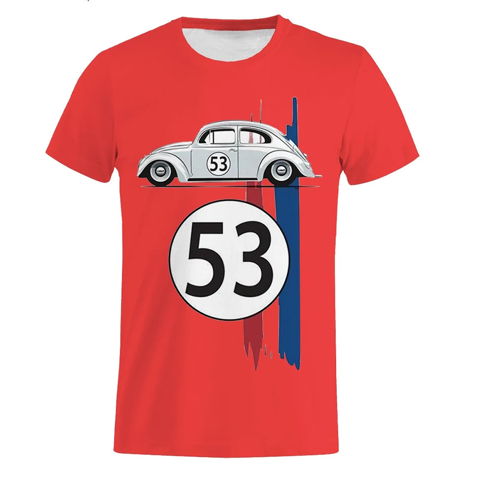 Motorcycle Beetle 53 Number T Shirt Men Car Short Sleeve Simple Herbie Tees Tshirts Rally Car Male Black Printed 3D t shirt