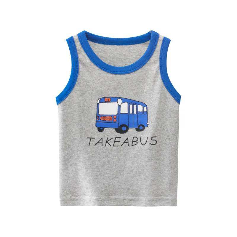 2-8T Summer Boys Tank Top Cotton Toddler Kid tshirt Infant Short Sleeve Clothes Sleeveless T Shirt Cute Tee Childrens Outfits