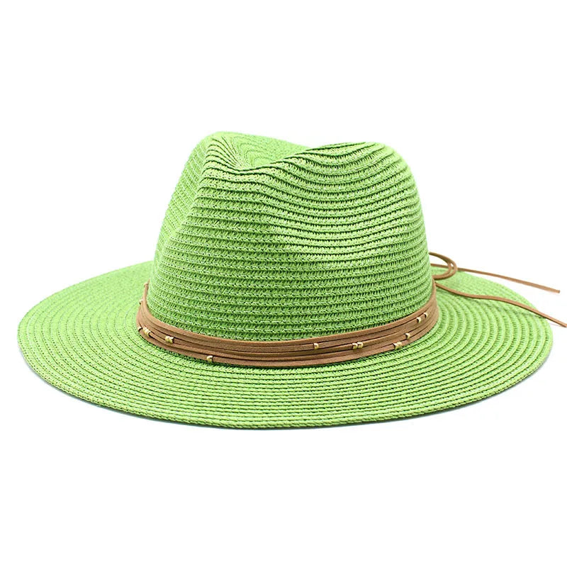Big Size 60CM New Straw Hat 7cm Brim Summer Cooling Beach Sun Hat Outdoor Party Panama Jazz Hat Sombreros De Mujer
