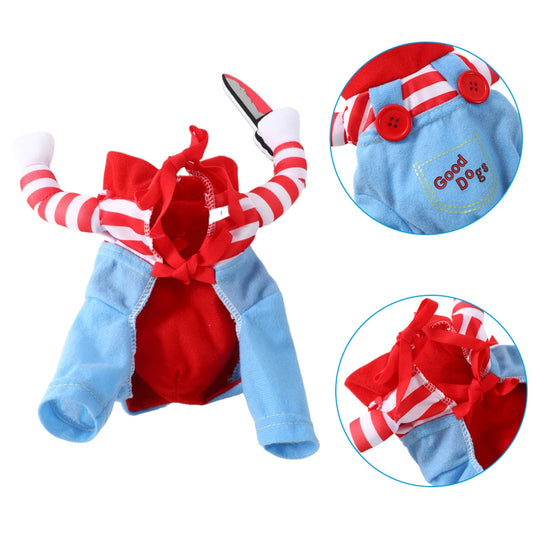 Funny Pet Jumpsuit Costume – Blue Halloween Outfit for Dogs & Cats, XS–XL