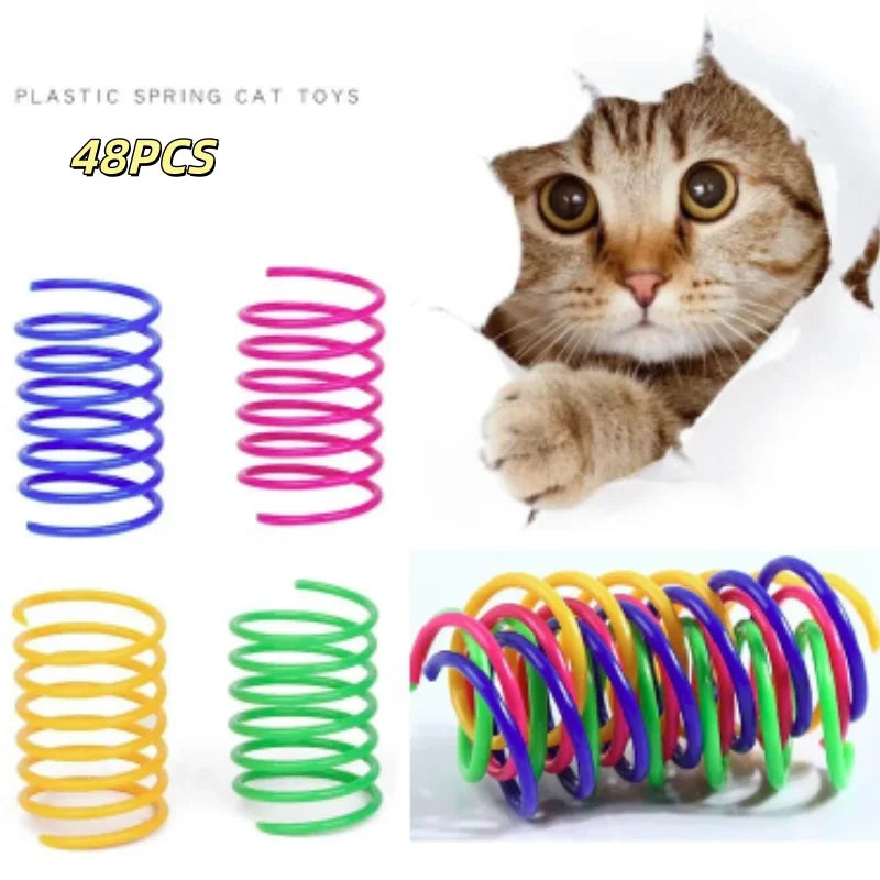 Colorful Plastic Spring Cat Toy Jumping Interactive Pet Supplies Scratch-Resistant Bite-Resistant for Cats