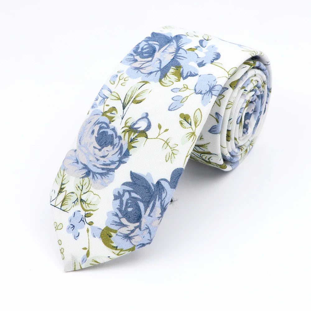 New Floral Elegant Tie For Men Women 100% Cotton Beautiful Flower Paisley Necktie Narrow Skinny Cravat Wedding Casual Corbatas