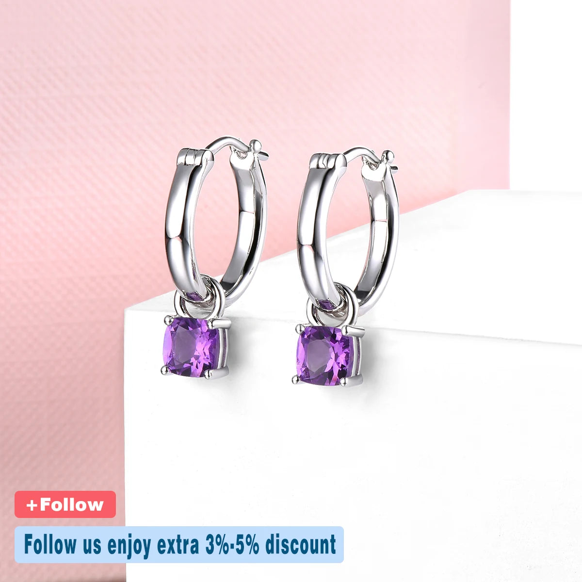 Natural Amethyst Solid Silver Drop Earring Genuine Purple Crystal Women Classic Romantic Style Jewelry S925 Top Quality Gifts