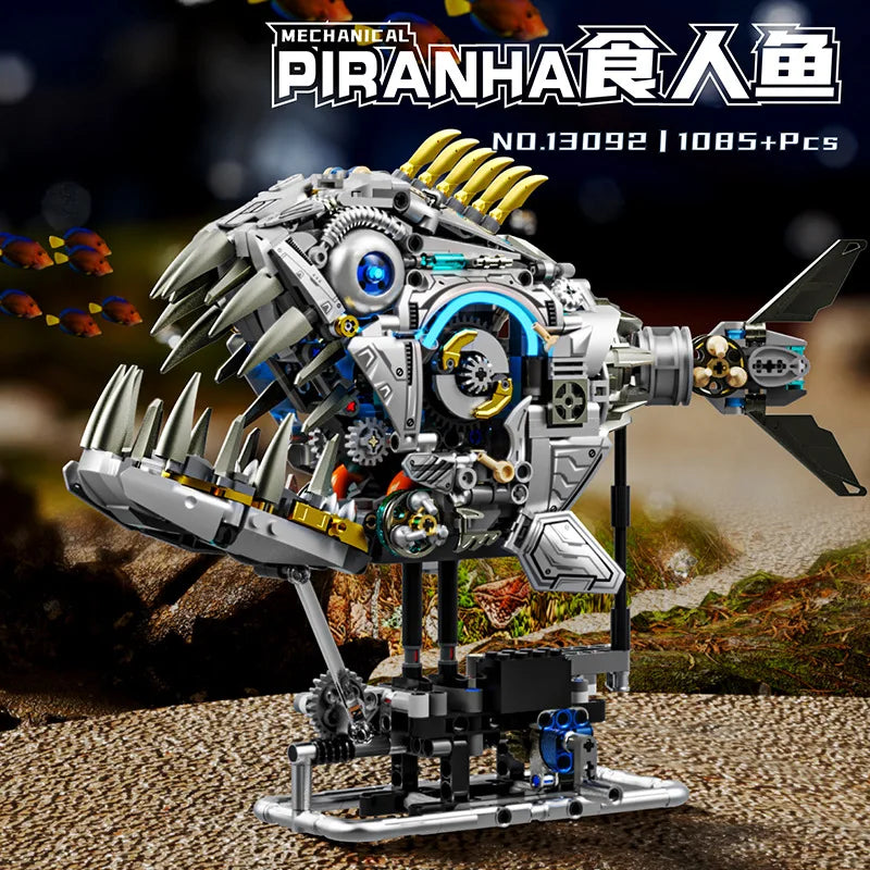 2026 New Mechanical Piranha Building Block DIY Assembly Model,STEM Educational Science Kits for Kids,Creative Desktop Decoration