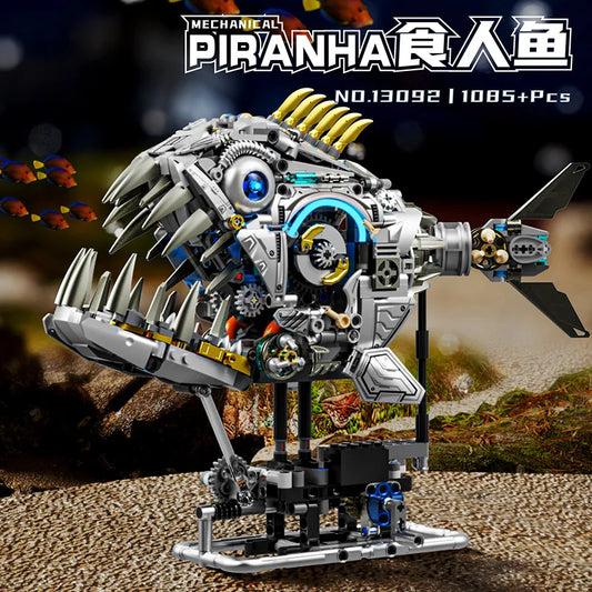 2026 New Mechanical Piranha Building Block DIY Assembly Model,STEM Educational Science Kits for Kids,Creative Desktop Decoration