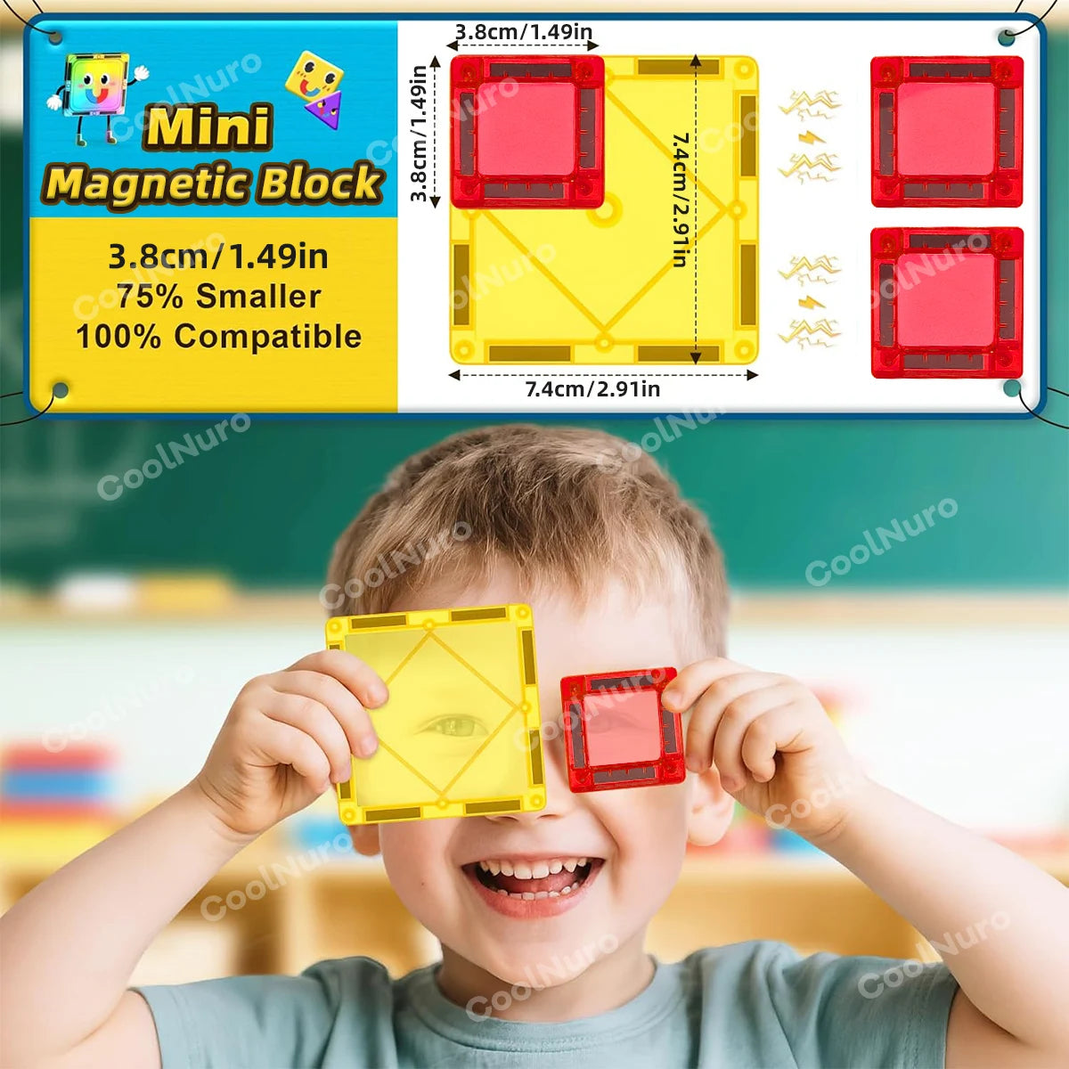 26/38pcs with iron box - Colorful Magnetic Building Blocks set, suitable for kid's learning and education magnetic toys,gifts