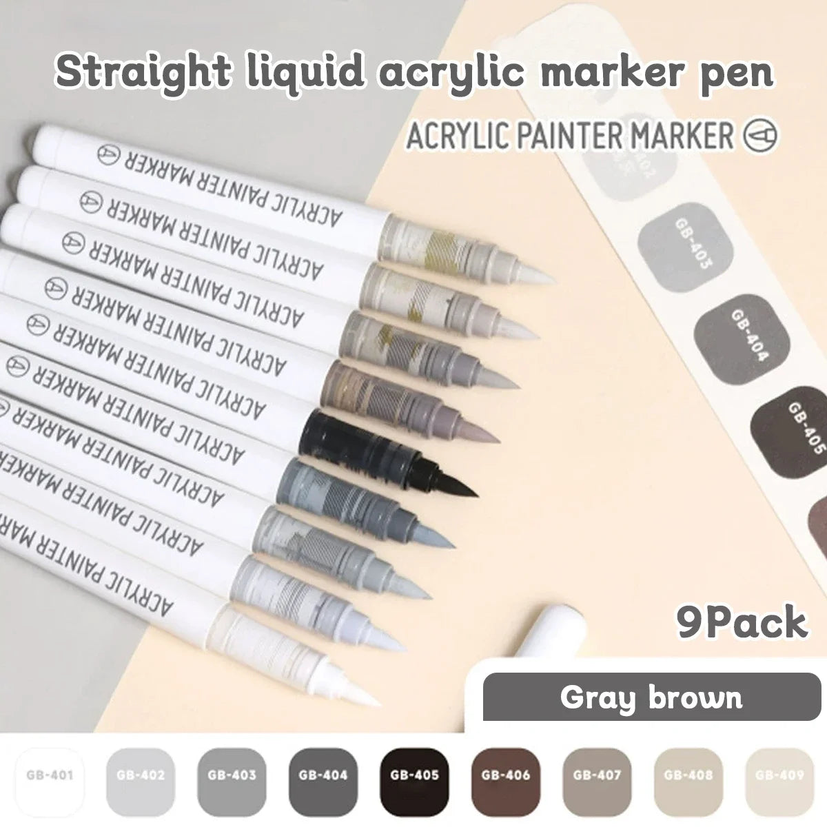 9pcs/Box MIX Color Acrylic Markers Set Kids Gift Art Rock Painting Pens Graffiti For Stone Glass Book Shoes DIY Craft Supplies