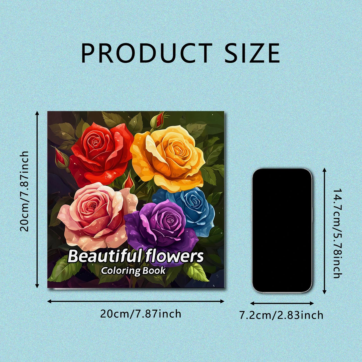 Beautiful Flowers Coloring Book 24Page Adult Picture Books Gift For Relieve Stress Kill Time Graffiti Painting Drawing Art Book
