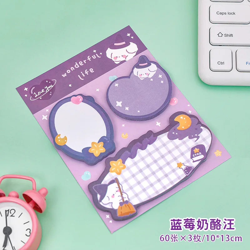 60sheets Sticky Notes Cute Cartoon Colorful Memo Pad Ins Kawaii Stationery Posted Tabs Its Memo Message Paper School Supplies
