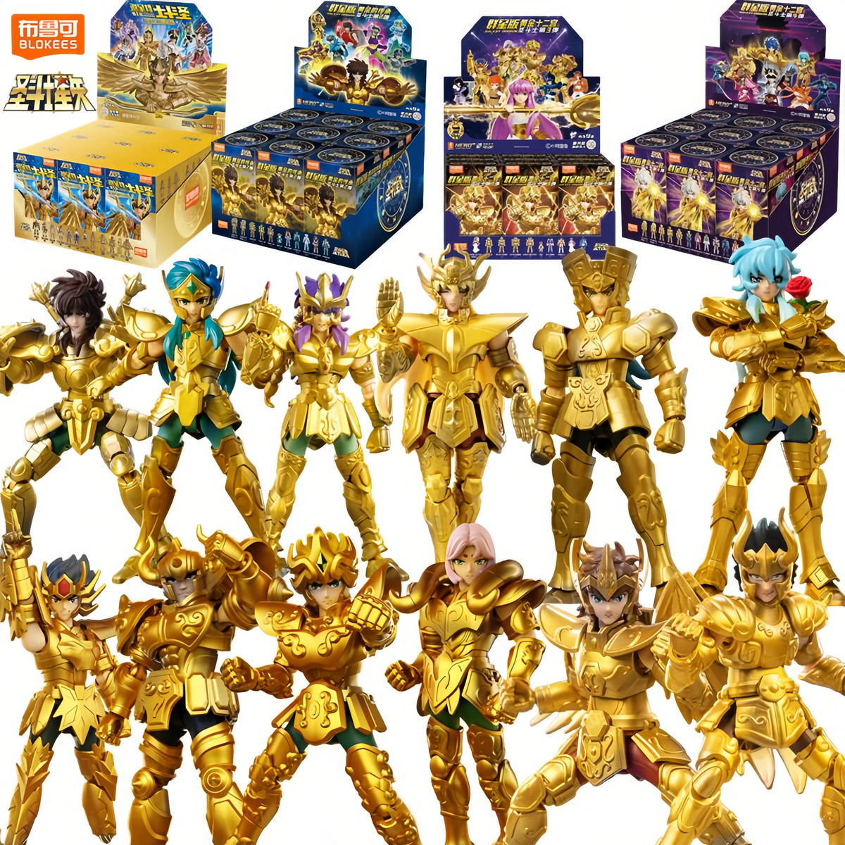 BLOKEES Gold Saints Stars Series Wave1- 4 Blind Box | Saint Seiya Licensed Action Figure Set for Anime Collection & Gift