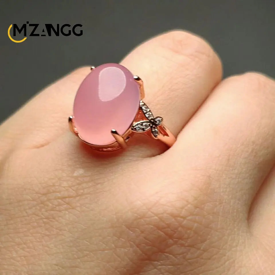 S925 Silver Inlaid Agate Ring Opening Adjustable Natural Green Chalcedony Hand-carved Ring Fashion Boutique Jewelry Women Ring