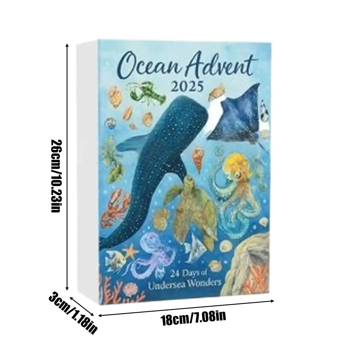Christmas Advent Calendar 2025 Ocean Themed 2D Acrylic Sea Animals Ornaments 24 Days Christmas Tree Decoration Kids Xmas Gift
