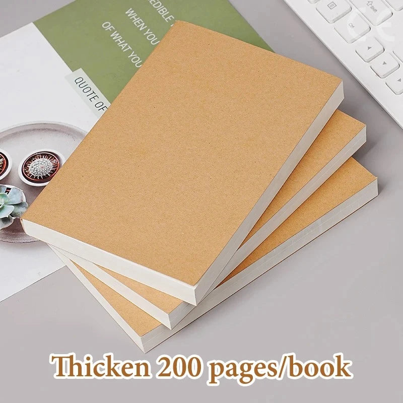DIY Cover Kraft Paper Notebook A5/B5 Size 100/200 Sheets Blank Journal Draft Book for Students Teachers School Office