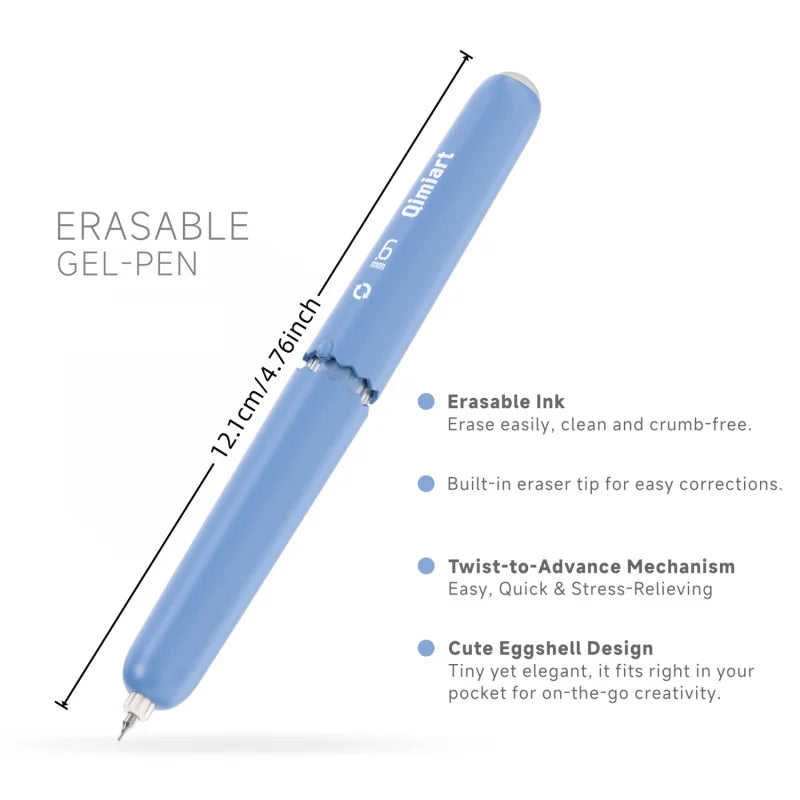 Erasable Gel Pens, Rotary Retractable Fine Point Erasable Pens,Vibrant Color Selection,Cute Eggshell Design,Erasable Ink
