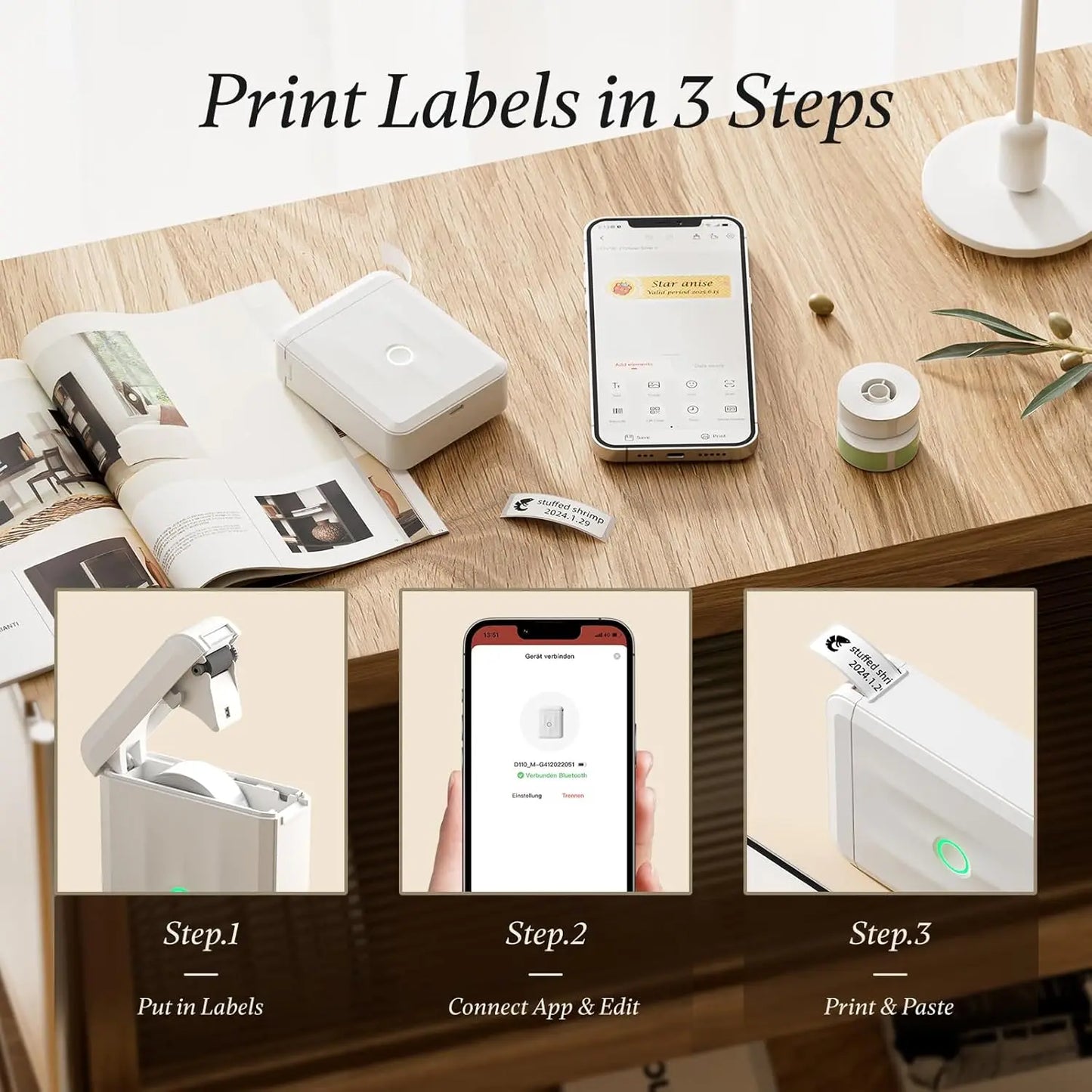 D110M Niimbot Label Thermal Sticker Printer Wireless Bluetooth Portable Mini Machine Barcode Code UV Tag Self-Adhesived Maker