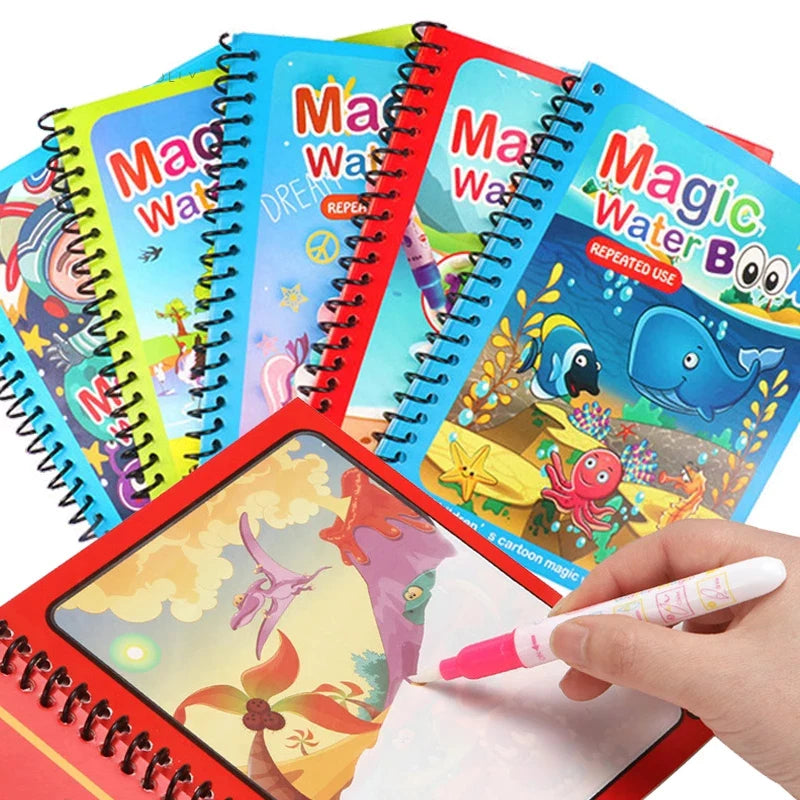 1pc Children's Drawing Coloring Books Sensory Early Education Puzzle Drawing Toys Ocean Dinosaur Animal Water Drawing Pictures