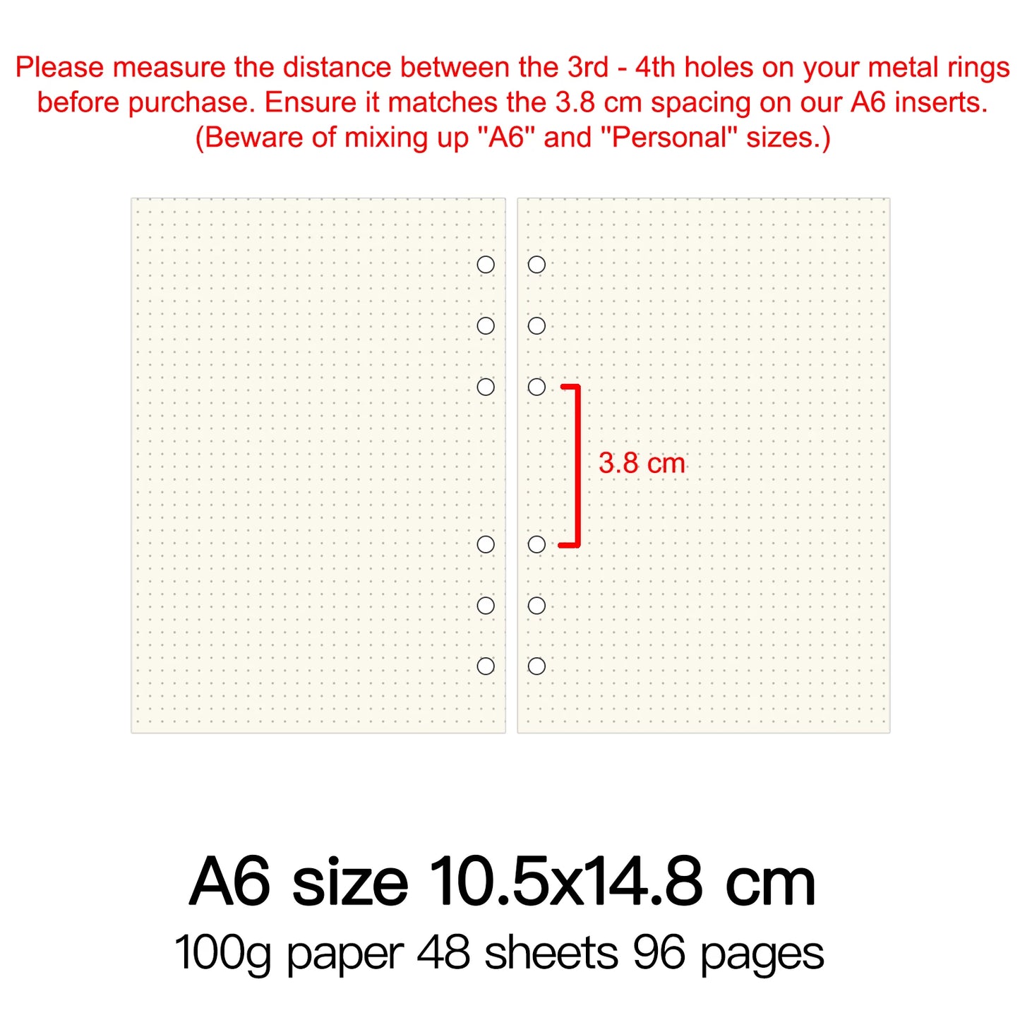 High Quality Ring Binder Notebook A5 Personal A6 A7 A8 Size Insert Refills Loose Leaf Spiral Diary Planner Inner Core 100g Paper