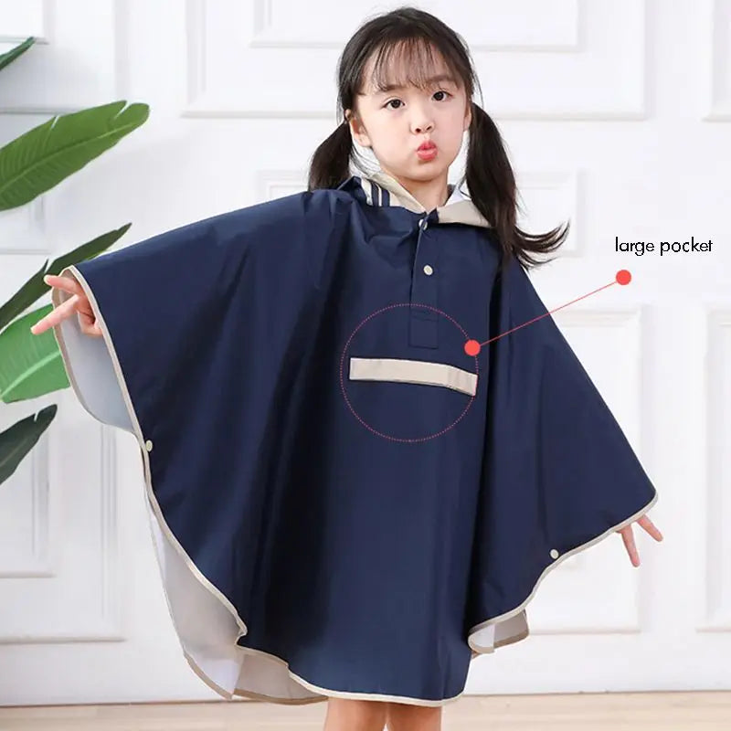 Raincoat Ponchos Rain Jacket Children Rainwear with Large Pocket, School Bag Position, for Boys Girls, S, M, L