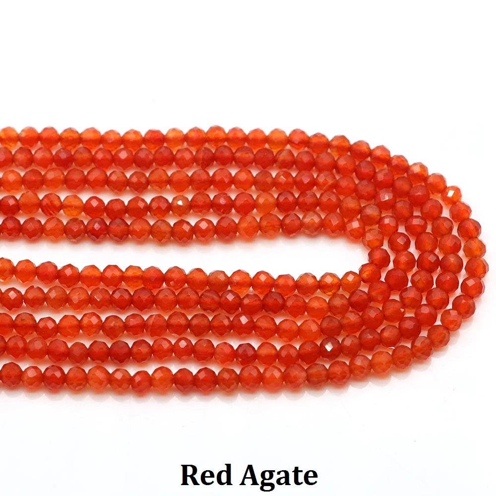 2 3mm Natural Faceted Amethyst Garnet Tourmaline Gem Stone Beads Round Mineral Bead for Jewelry Making DIY Bracelet Accessories