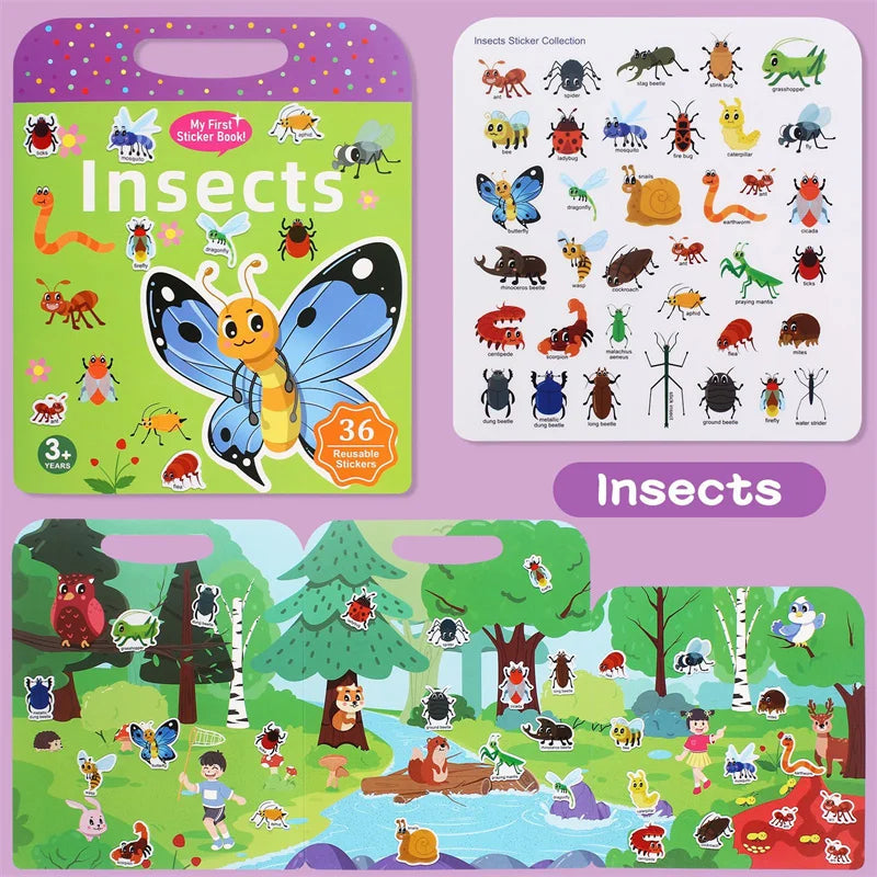 1set Waterproof Sticker Books Reusable Sticker Book For Toddlers Quiet DIY Activity For Kids, Fun & Educational Learning Toy