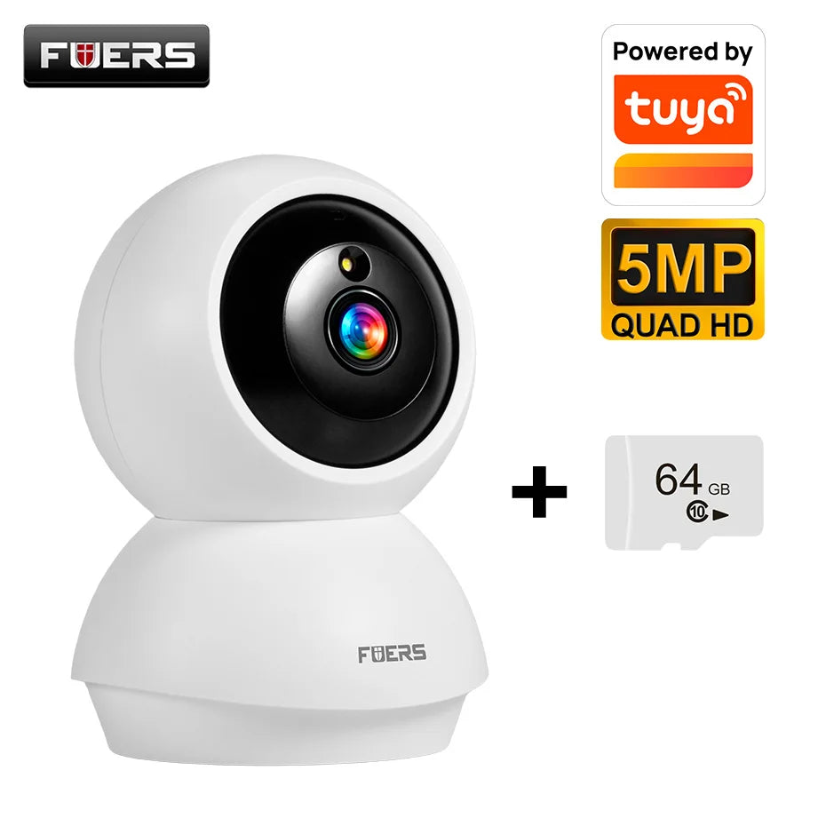 Fuers 5MP WiFi Camera Works With Tuya Smart Home Indoor Wireless IP Surveillance Camera Automatic Tracking Security Baby Monitor