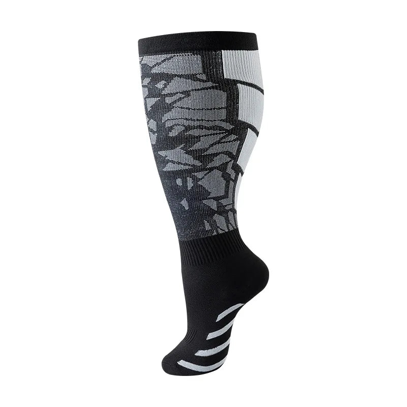 2XL-4XL Plus Size Compression Socks for Women Men 20-30 mmHg Wide Calf Extra Large Knee High Flight Sock for Circulation Support