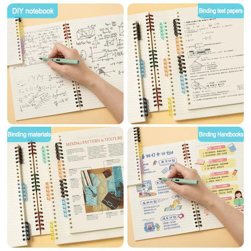 20PCS 5hole Loose-leaf Binder Ring Notebook Spring Spiral Rings Binder Strip Buckle Clip Binding Clip School Supplies Stationery