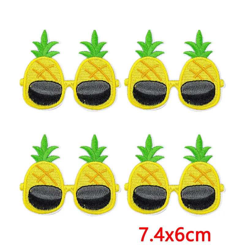 10Pcs/Lot Cool Summer Pool Iron On Patches For Clothing Beach Chair Colorful Kite Aloha Embroidery Patches Backpack Appliques