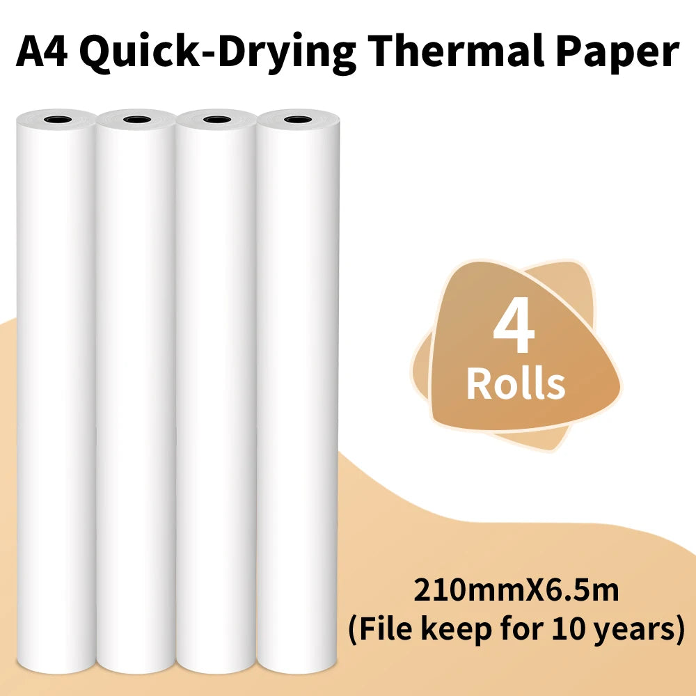 A4 Thermal Paper 216mm Paper Quick-dry Continuous Paper Suitab for Phomemo M08F/M832/M833/M834/M835 Portable Printer