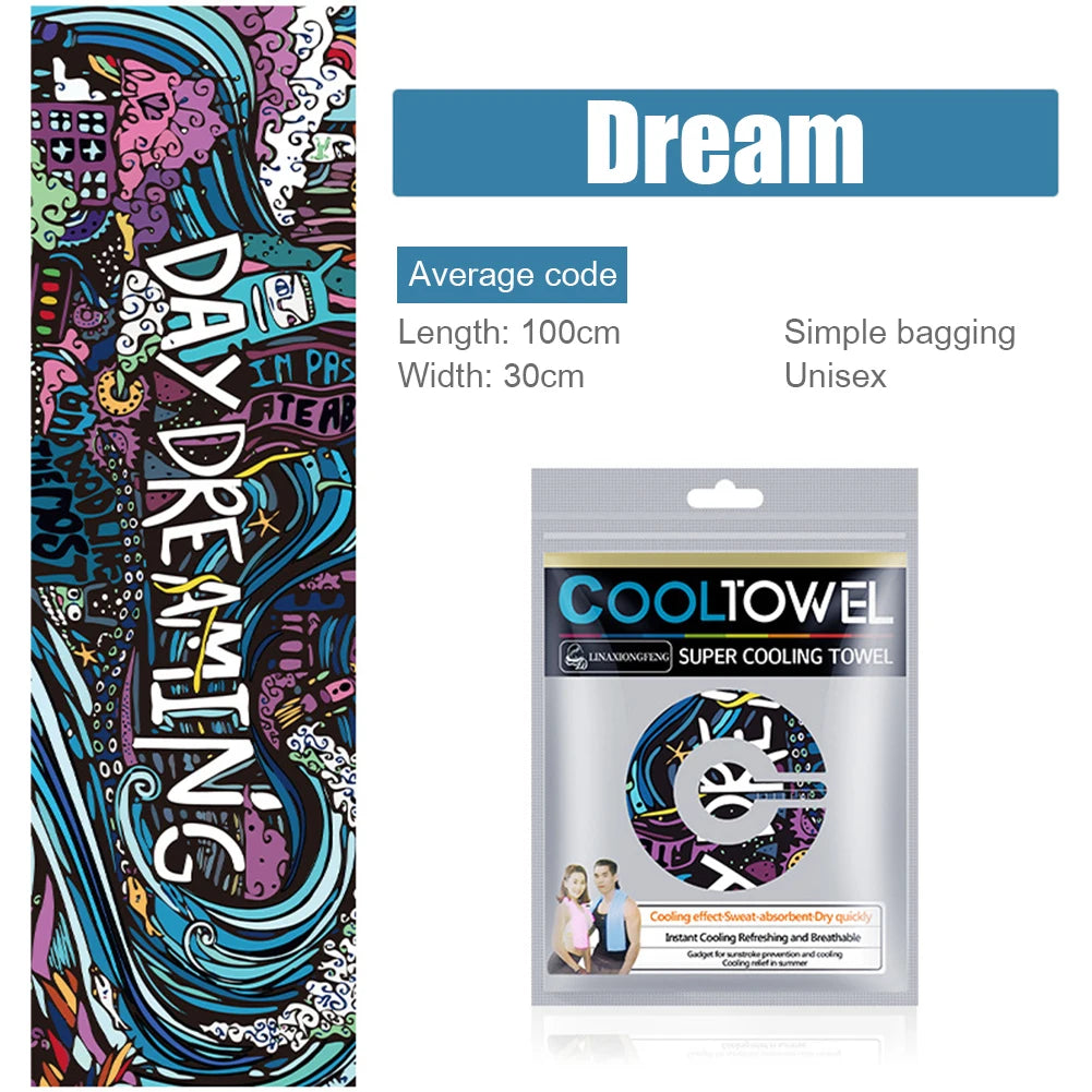 Sport Cooling Ice Towel Printed Quick-Drying Swimming Cycling Fitness Gym Yoga Summer Cold Feeling Absorbent Sweat Running Towel