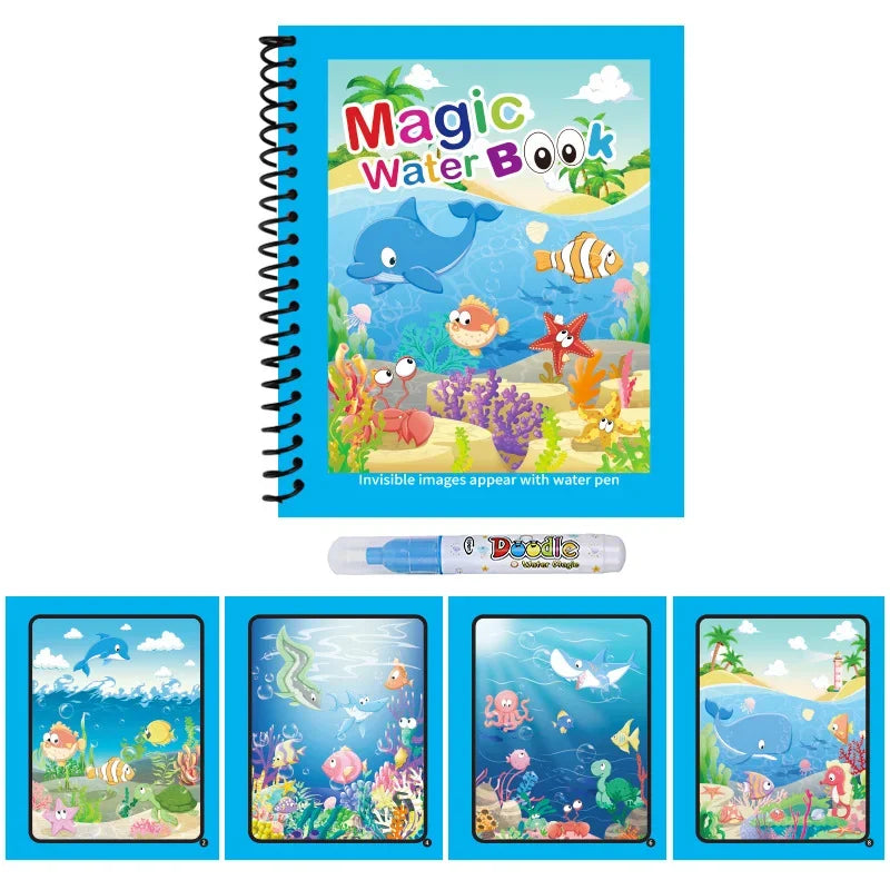Cartoon Watercolor Painting Magic Book Kids Educational Magic Water Coloring Book Sensory Early Education Puzzle Drawing Toys