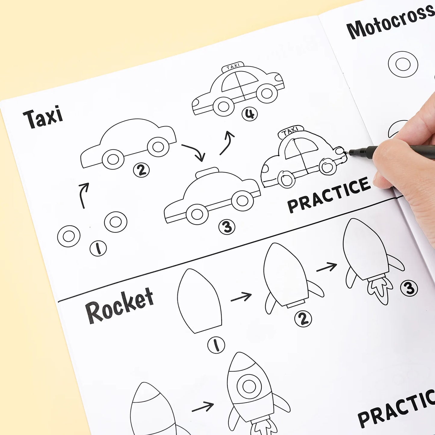 Step-by-Step Guide for Kids: Learn to Draw Vehicles with Simple Shapes & Fun Coloring Book Pages for Early Education