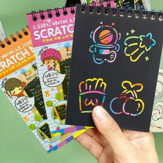 10Page/Book Magic Antistress Coloring books for children adult Kids drawings Scratch note book black cardboard stationery paper